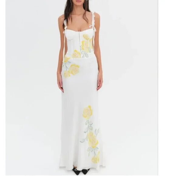 NEW FOR LOVE AND LEMONS MILLIE SLEEVELESS MAXI DRESS SIZE L - Picture 1 of 14